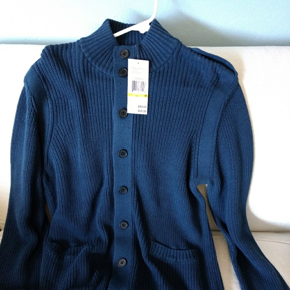 Kenneth Cole New York Full Button Up Knit Sweater